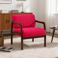 Citrus Boucle Fabric Arm Chair in Red