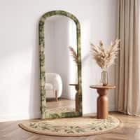 Eden Upholstered Floor Mirror in Berry Orchid Colour