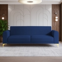 Veniza Velvet 3 Seater Sofa In Navy Blue Colour