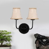 Devansh Dual Black Wallmounted Lamp With Beige Jute  Shade