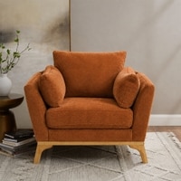 Lorentz Boucle Fabric Lounge Chair in Orange Colour