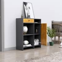 Hexa Red Multipurpose Storage Cabinet With 1 Drawer 1 Door in Slate Grey And Giant Wood Colour