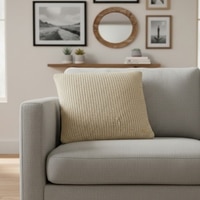 Moss Knit Foil Print Cushion Cover  Pale Whisper Silver 16X16 Inches