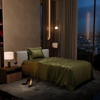 Stoa Paris Single Bedsheet with 1 Pillow Cover sheet with Olive Oasis