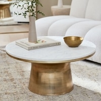 Rossoi Gold Leaf Coffee Table With White Stone Top
