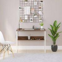 Corbyn Solo Engineered Wood Study, Laptop Table for Home or Office, WFH Desk with Additional Shelves Storage for Books and Décor Display for Adults Kids Students (Brown Maple & White Legs)