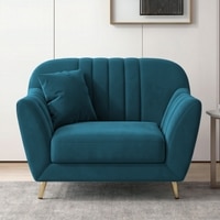 Rivo Velvet 1 Seater Sofa in T Blue Color