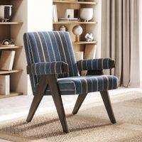 Chandigarh Lounge Chair in Indigo Stripe Colour