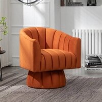 Morrow Swivel Solid Wood Round Chair in Orange Colour