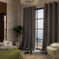 Stoa Paris Velvet Long Door Curtains, Premium Dim-Out Curtain for Pack of 2, Date Night - Midnight Muse