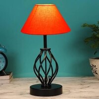 Jocelyn Orange cotton Table lamp with Iron Base