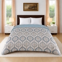 Mira White & Green Floral Cotton Comforter Double Bed Reversible 350 Gsm Size 240 X 220 Cms