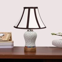 Devansh Multi Cotton Shade Lamp With Wood & Mosaic Glass Base For Decoration/Office/Home/Gifting/Study For Decoration/Office/Home/Gifting/Study