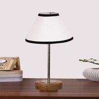 Devansh Multicolor Cotton Table Lamp With  Natural  Wood Base  & Steel Pipe (10X16.25 Inches)-33