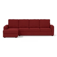 Apollo Sofa (Colour : Salsa Red, Cushion : Soft, Back Type : High Back, Seating Capacity : Left Aligned 3 Seater + Left Aligned Chaise + Ottoman)