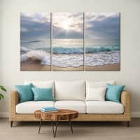 Truss Blue Seascape Sunset Triptych Canvas Wall Prints Canvas Wall Prints Set of 3 Multicolor Matte
