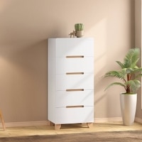 Oslo High Gloss Tall Chest Of Five Drawers Finish - white