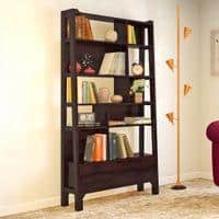 Alberto Solid Wood Bookshelf in Mahogany Finish