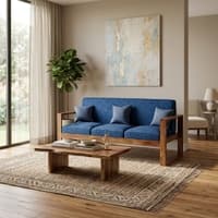 Samar Solid Wood 3 Seater  Sofa With Cushion  In Provincial Teak Finish