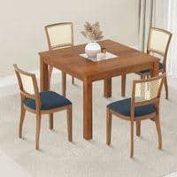 Brighton Square 4 Seater Dining Table With Reed Dining Chairs Set