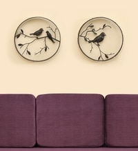 Bird Abstract Cane Wall Decor in Multicolor Set of 2