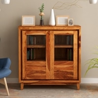 Solid Wood  Bookshelf in Brown Finish