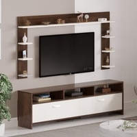 Bluewud Mannsae Plus Engineered Wood Tvcabinet In Brown Maple & White Finish