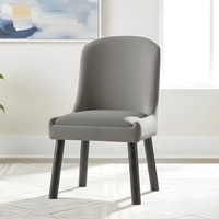 Rosslyn wood Dining Chair in Iron Grey Velvet Upholstery with MAHAGONY FINISH