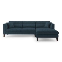 Lewis Sectional Sofa (Colour : Sea Port Blue Velvet, Cushion : Hard, Seater : Right Aligned 3 Seater + Right Aligned Chaise)