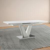 Caribu Glass 4 To 6 Seater Extendable Dining Table In White High Gloss Finish
