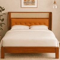 Zenith Comfort Solid Wood Non Storage Queen Bed in Provincial Teak Finish
