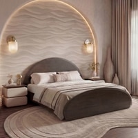 Sora Solid Wood King Size Bed Without Storage in Dark Chestnut Finish