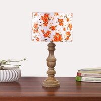 Devansh Multicolor Cotton Table Lamp With  Wood Natural Base (7X17.5 Inches)-14