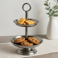 Metalsmith Two Tier Serveware Stand with Ring Handle Silver Finish