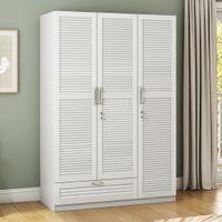Bennis Engineered Wood 3 Door Wardrobe Without Mirror in White Finish