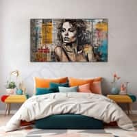The Castle Decor Women Abstract Wall Painting Wooden Framed Digital Painting 27x48 Inch (Style 7)