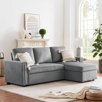 Solace Solid Wood Sofa cum Bed in grey
