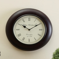 Wooden Black Matt Finish Round Wall Clock By Craft Tree/ Brown Clock