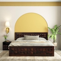 Brilliant Sheesham Wood King Size Bed Drawer Storage Walnut Finish (72 x 78 inches)