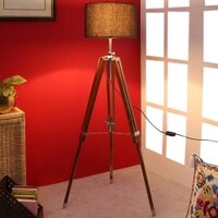 Azai Black Cotton Shade Floor Lamp