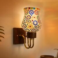Devansh Metal Electric Wall Light in Black Colour with Orange Shade Count of 1 Light