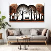 The Castle Decor Warli Art Wall Painting Wooden Framed 27x48 Inch (Style 3)