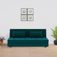 Merson 3 Seater Fold Out Sofa cum Bed  in Teal Blue Colour