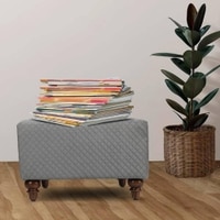 Astrid Solid Wood  Ottomon in  Grey Colour