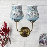 Devansh Metal Electric Wall Light in Gold Colour with Multicolor Shade Count of 2 Lights