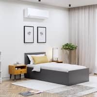 Hexa Engineered Wood Modern Single Bed With Headboard With Storage In Frosty White And Giant Wood