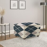Ottoman Navy Cubes Sofa Cover