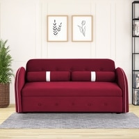 Jayen 3 Seater Pull Out Sofa cum Bed  in Maroon Colour