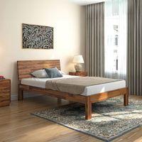 Boston Solid Wood Compact Queen Size Bed In Teak Finish