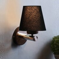 Devansh Metal Electric Wall Light in Black Colour with Black Shade Count of 1 Light